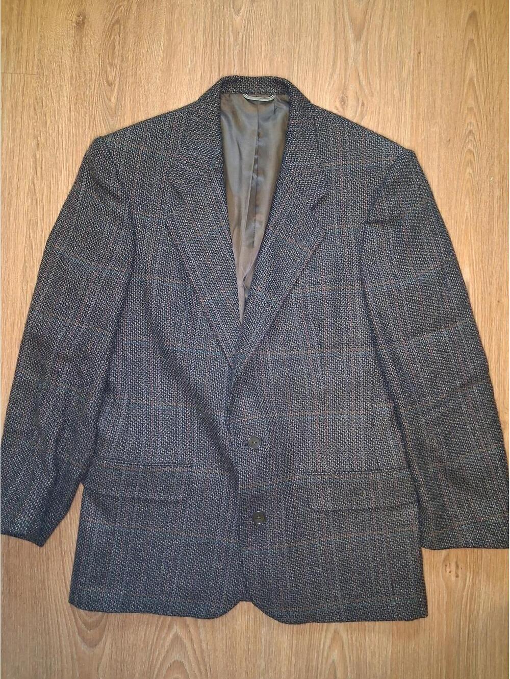 Christian Dior Sport Coat 39R Brown Wool Sharkskin Tweed